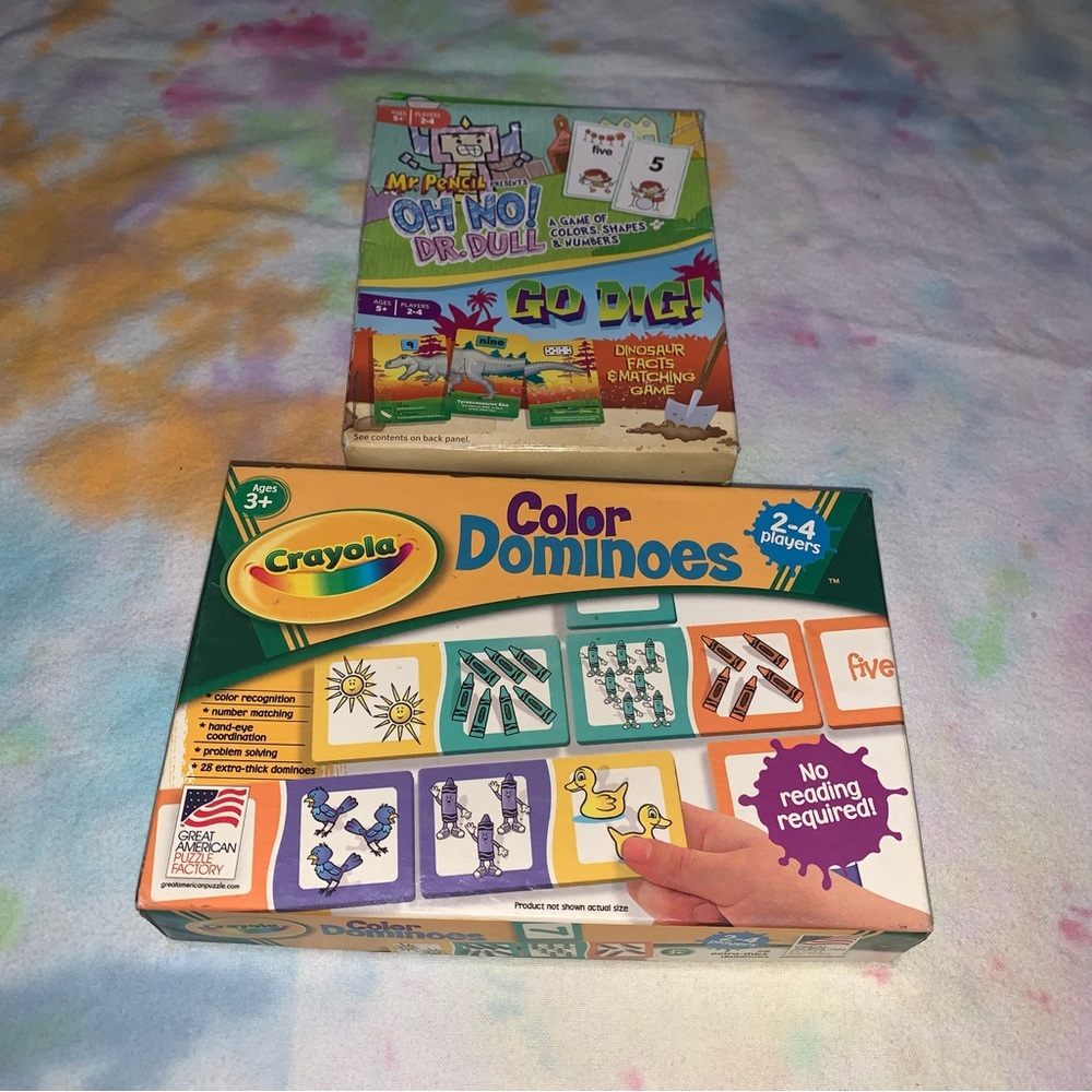Leap Frog Mr. Pencil Go Dig Card Games And Crayola Color Dominoes Kids Games